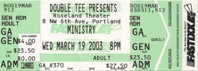 ministry ticket